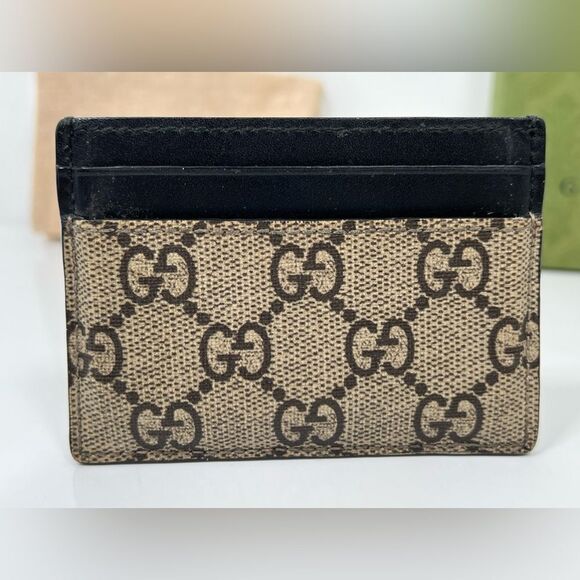 Authentic Gucci Beige GG Supreme Kingsnake Card Holder - Picture 2 of 10